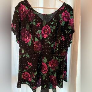 Black and purple floral blouse